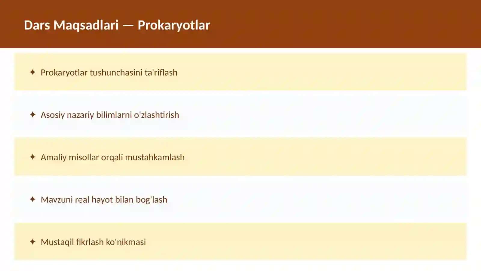 BIOLOGIYA Hujayra tuzilishi O'qituvchilar va talabalar uchun dars ishlanma 2