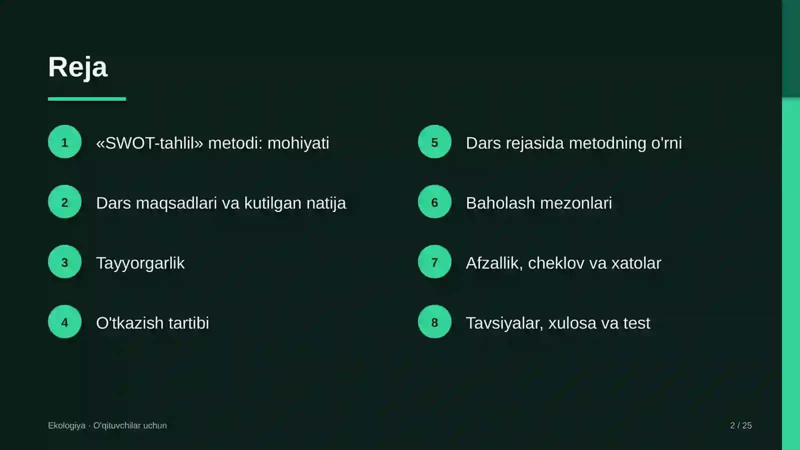 ekologiya darslarida swot tahlil metodidan foydalanish 6079 2