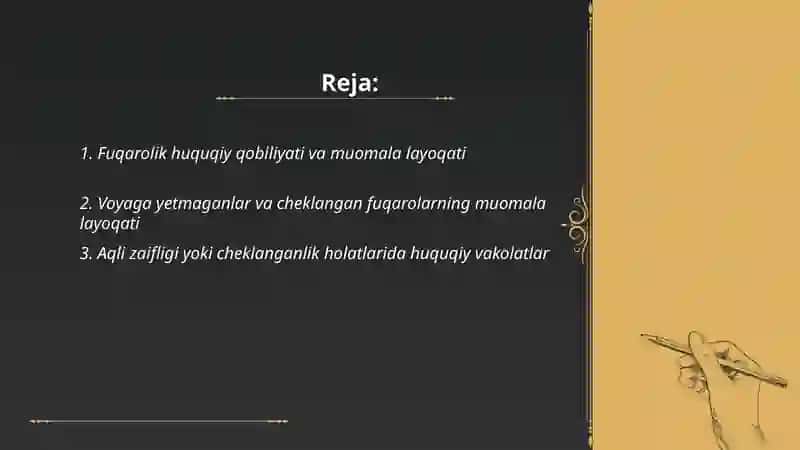 Jismoniy shaxs va davlat fuqarolik huquqi subyektlari sifatida 2
