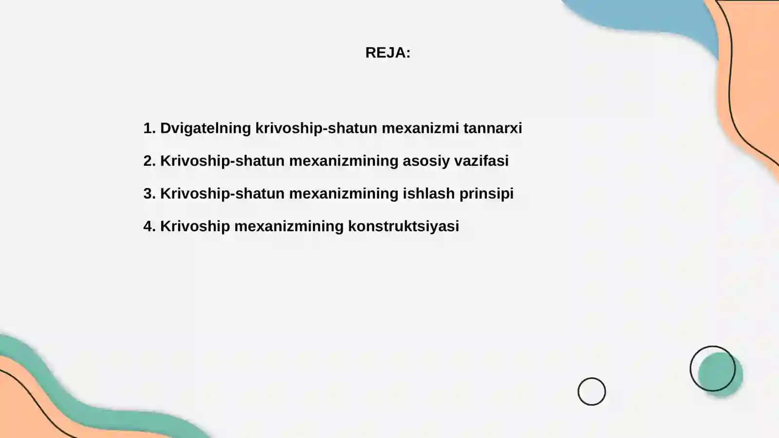 Dvigatelning krivoship-shatun mexanizmi haqida ma’lumot 2