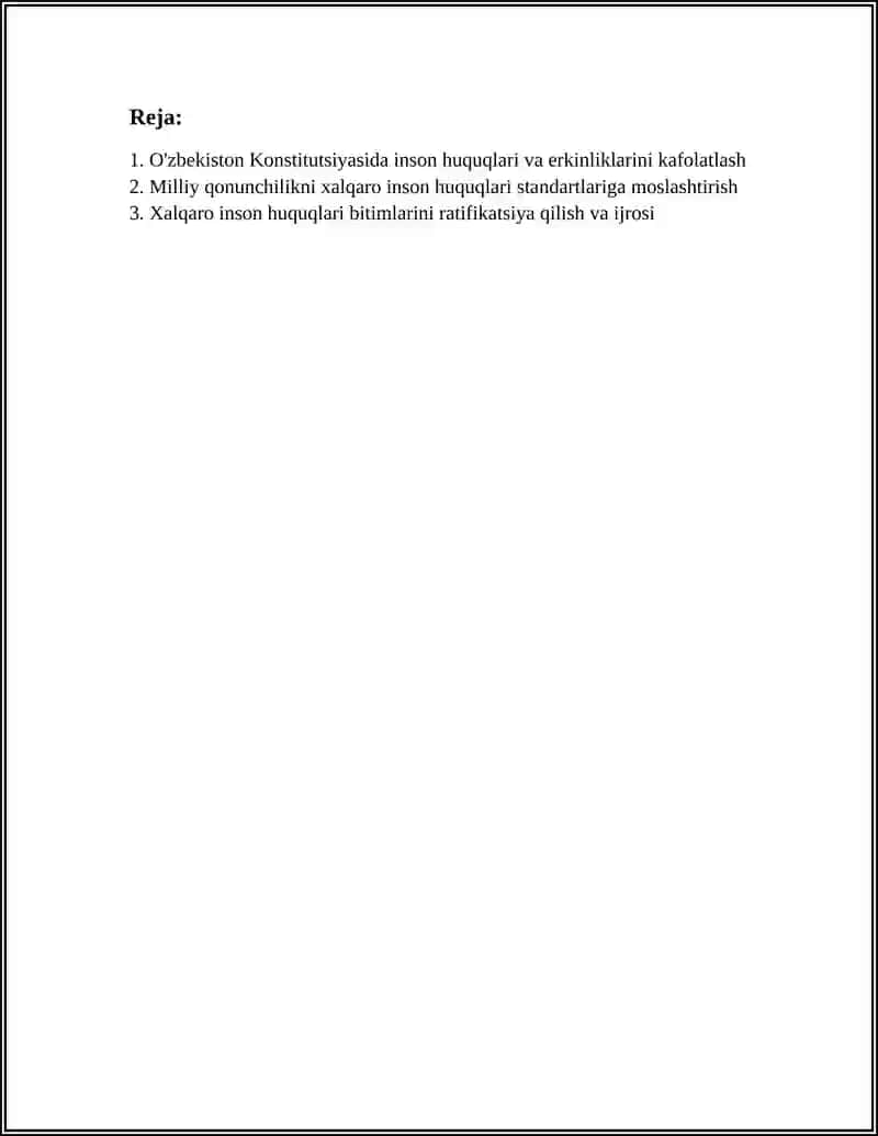 O'BEKISTON INSON HUQUQLARI VA ERKINLIKLARI KAFOLATINING YARATILISHI 2