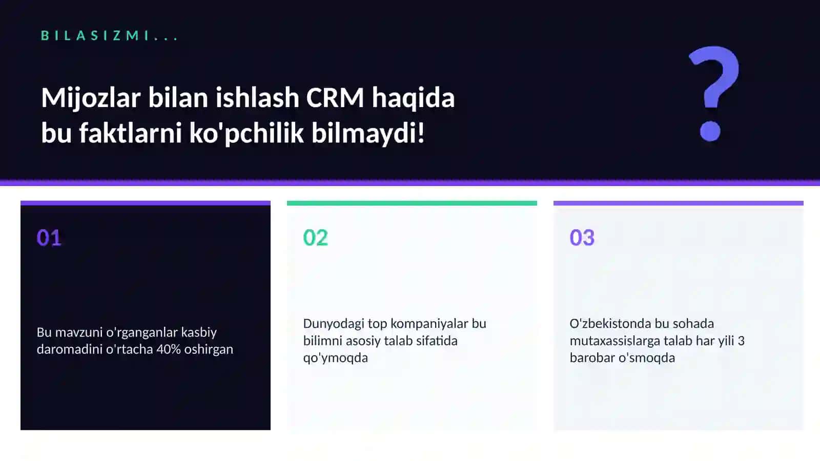 Mijozlar bilan ishlash CRM 2