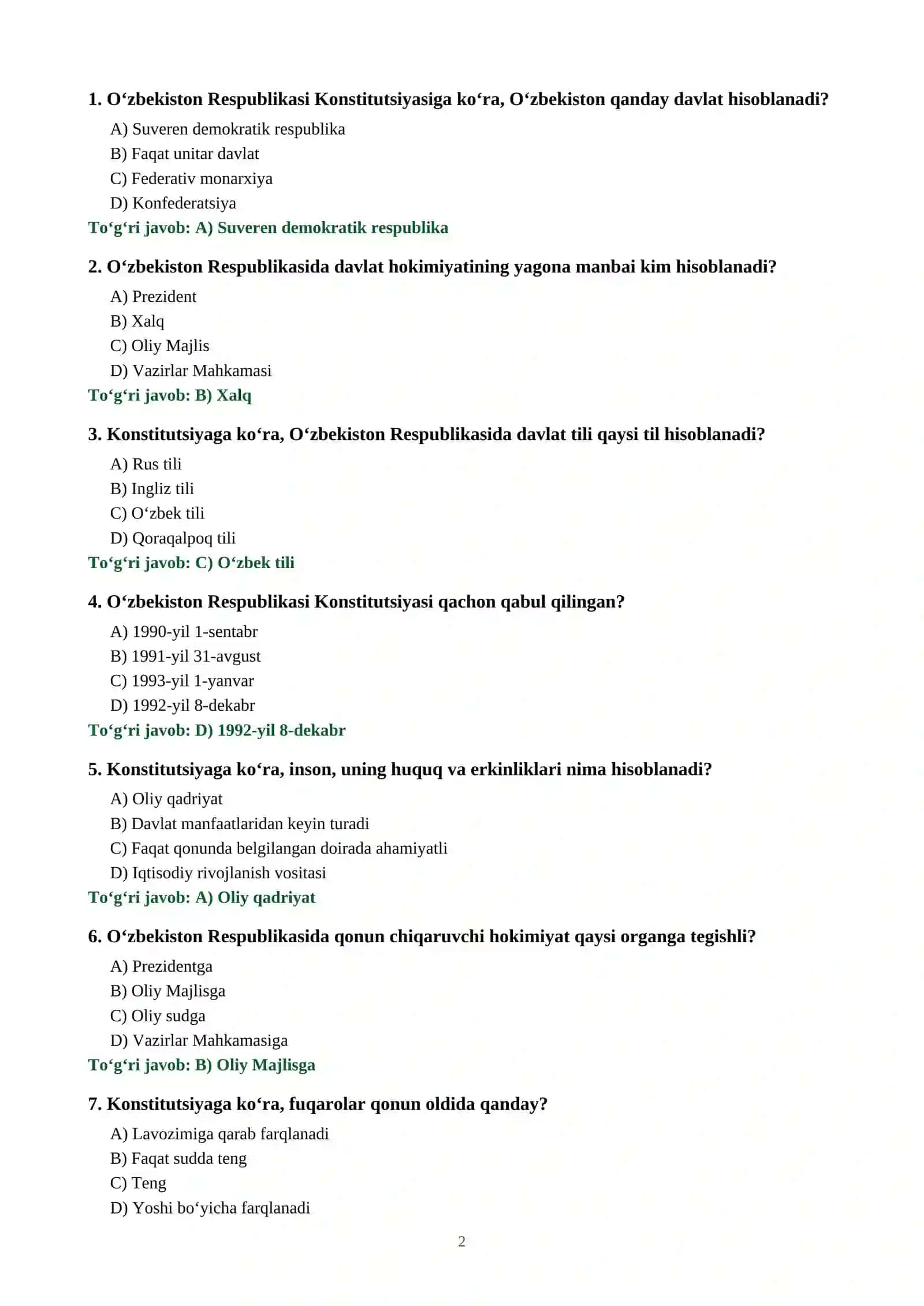 Argos Test Savollari Va Javoblari 2