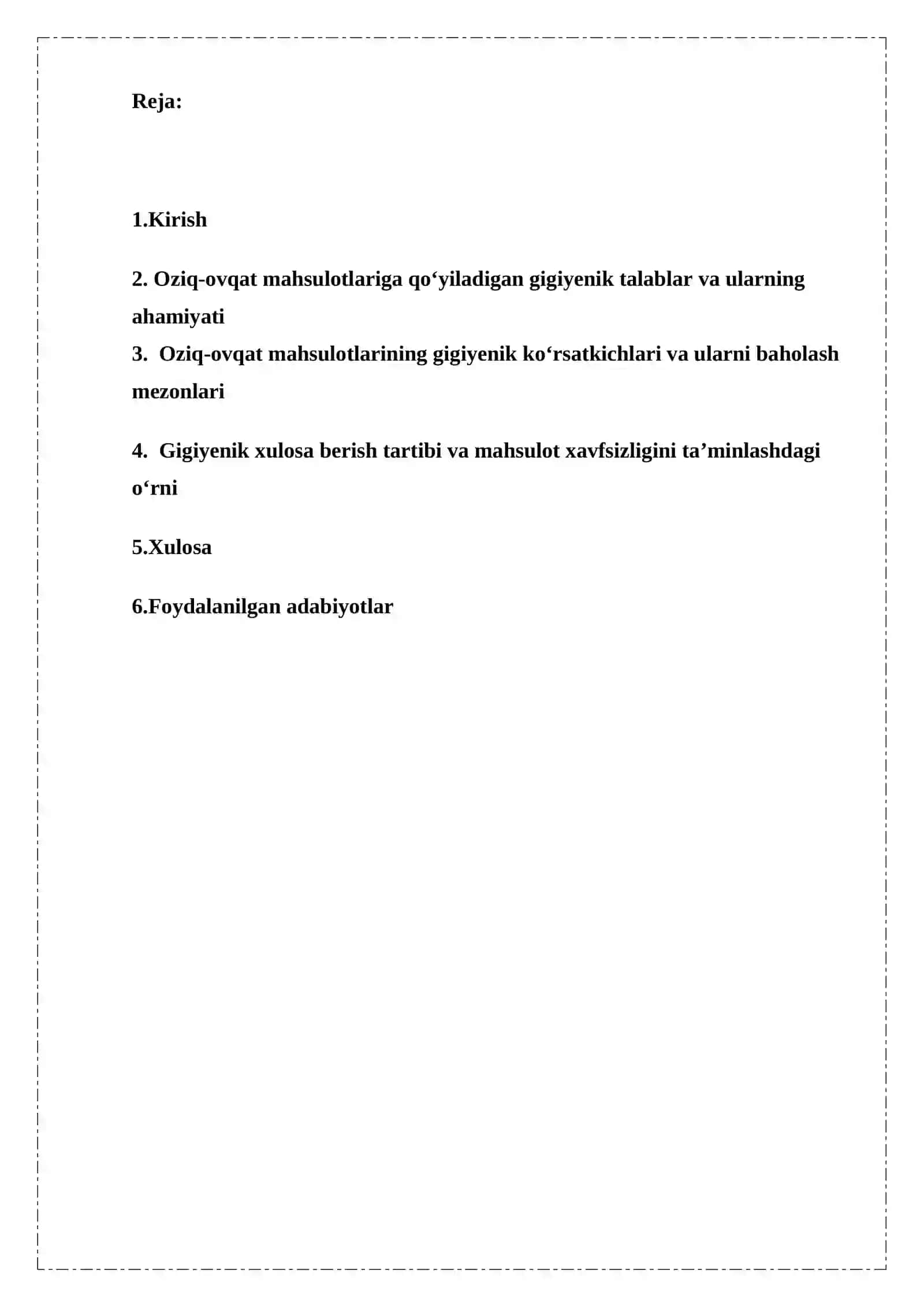 Oziq -ovqat mahsulotlariga gigienik talablar va gigienik hulosalar berish 2
