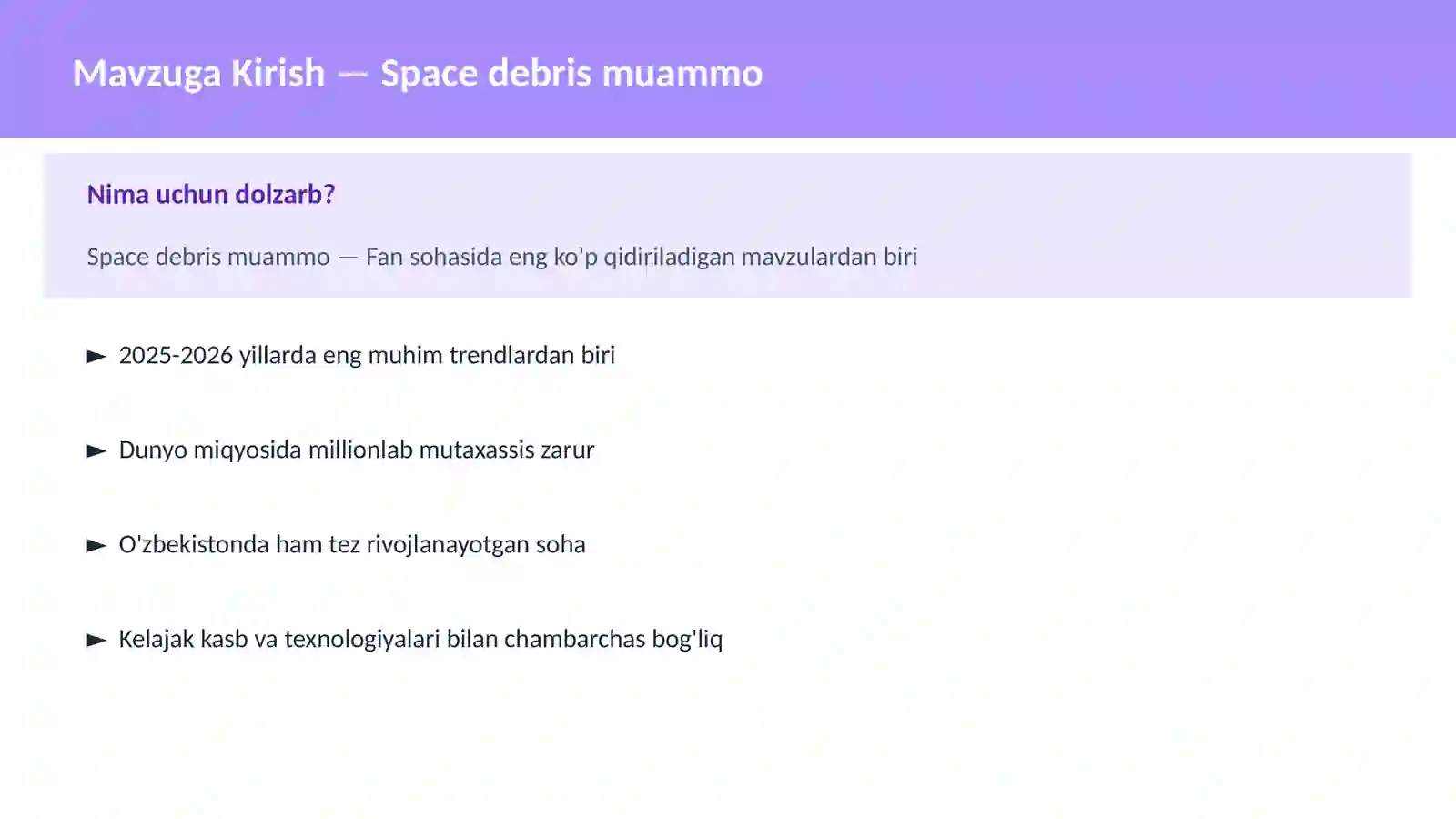 Space debris muammo 2