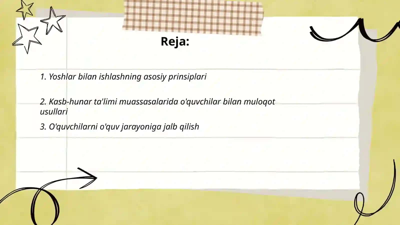 Yoshlar bilan ishlash tashlikotchisining kasb hunar ta’limi muassasalari o’quvchilari bilan ishlash hususiyatlari 2
