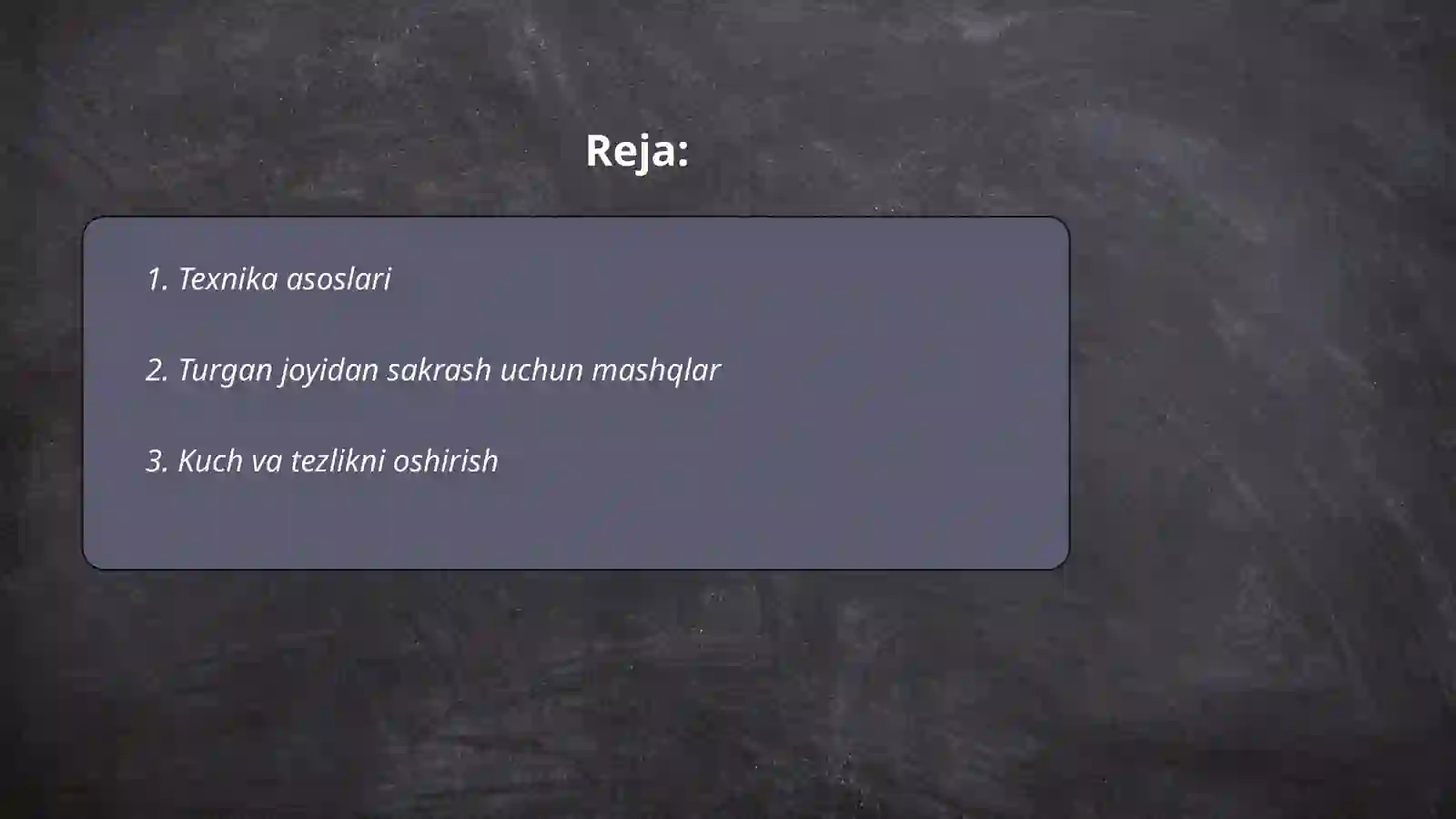 Turgan joyidan uzunlikga sakrash texnikasi 2