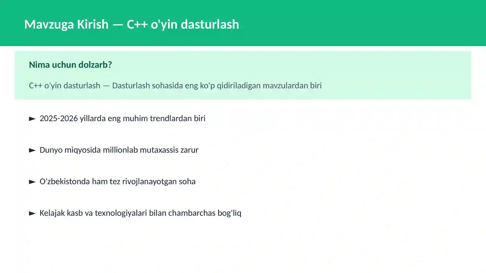 C++ VA TIZIM DASTURLASH 2