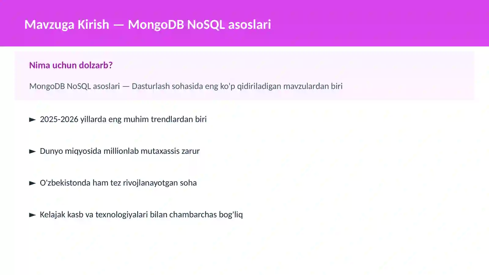 MongoDB NoSQL asoslari 2