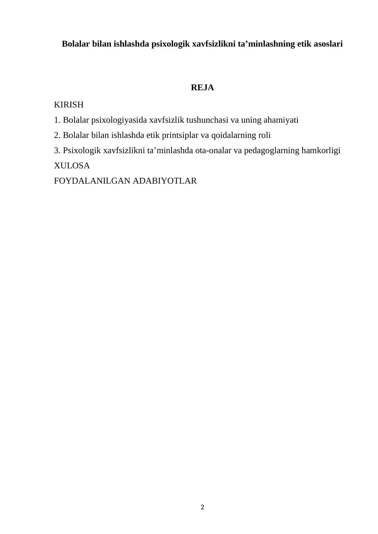 Bolalar bilan ishlashda psixologik xavfsizlikni taʼminlashning etik asoslari 2