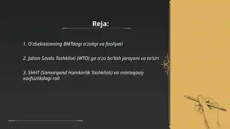 Ózbekstannıń xalıq-aralıq shólkemlerge aǵza bolıwı 2