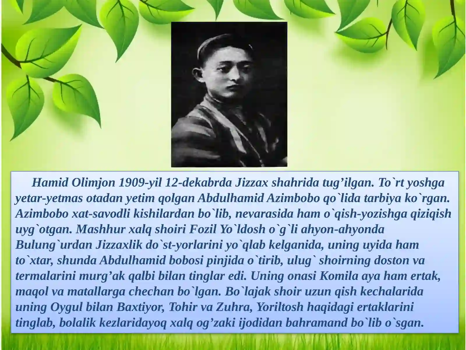 Hamid Olimjonning hayoti va ijodi 2