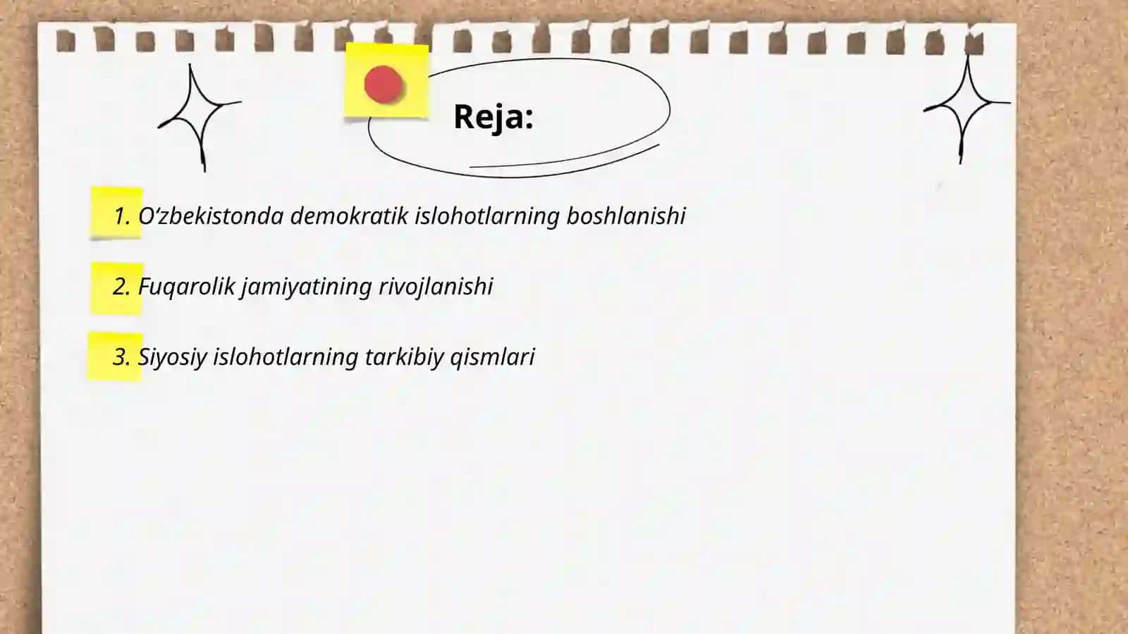 Oʻzbekistonda demokratik islohotlarning boshlanishi 2