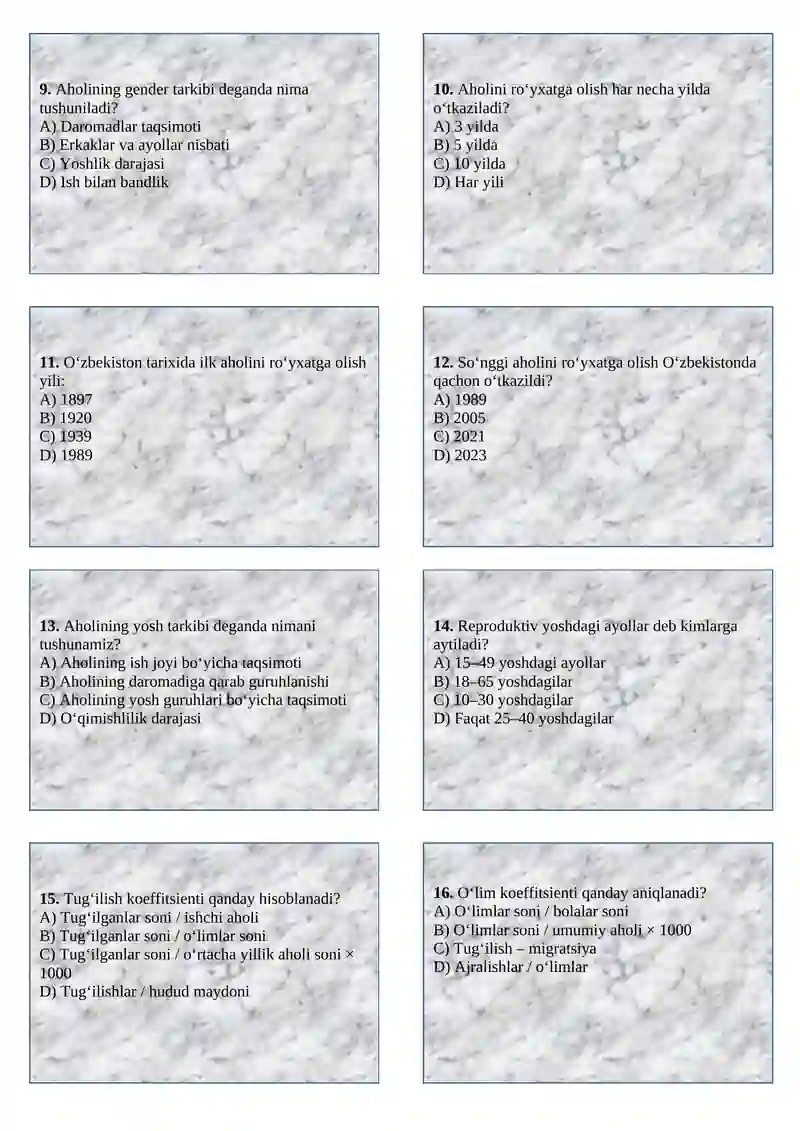 Aholi statistikasi 2