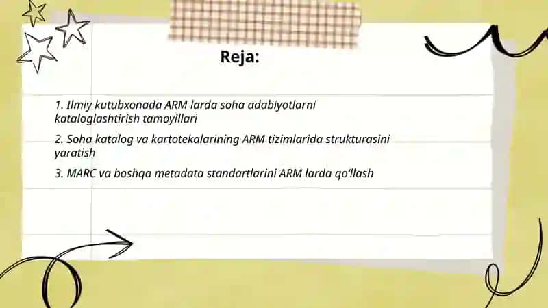 Ilmiy kutubxonalar ARM larda soxa adabiyotlar katalog va kartotekalar tizimlaridan foydalanish 2