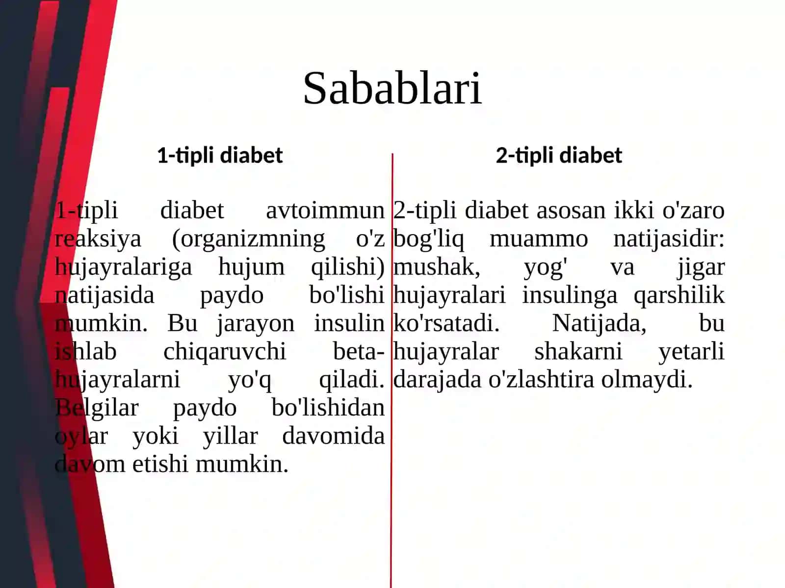 va 2-tur qandli diabet farqlari 2