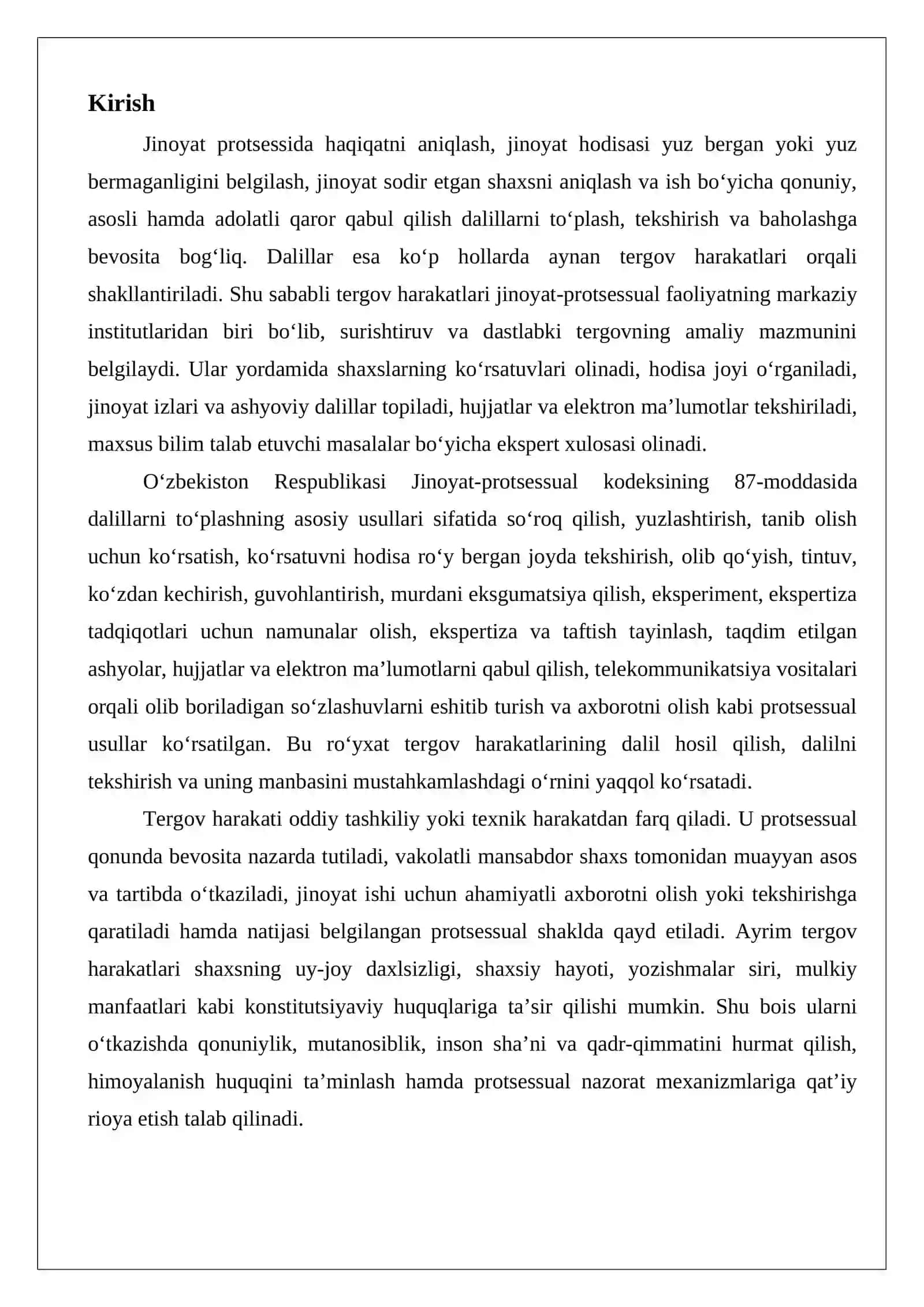 Tergov harakatlari tushunchasi va turlari 2