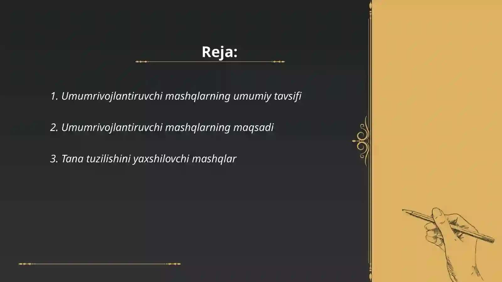 Umumrivojlantiruvchi mashqlar va ularning guruhlari 2