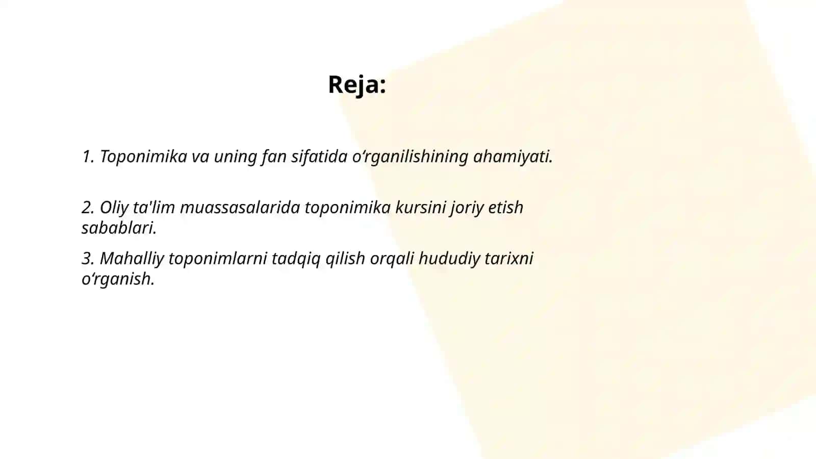 Toponimikaning oliy talim muassasalarida o‘qitishning zaruriyati 2