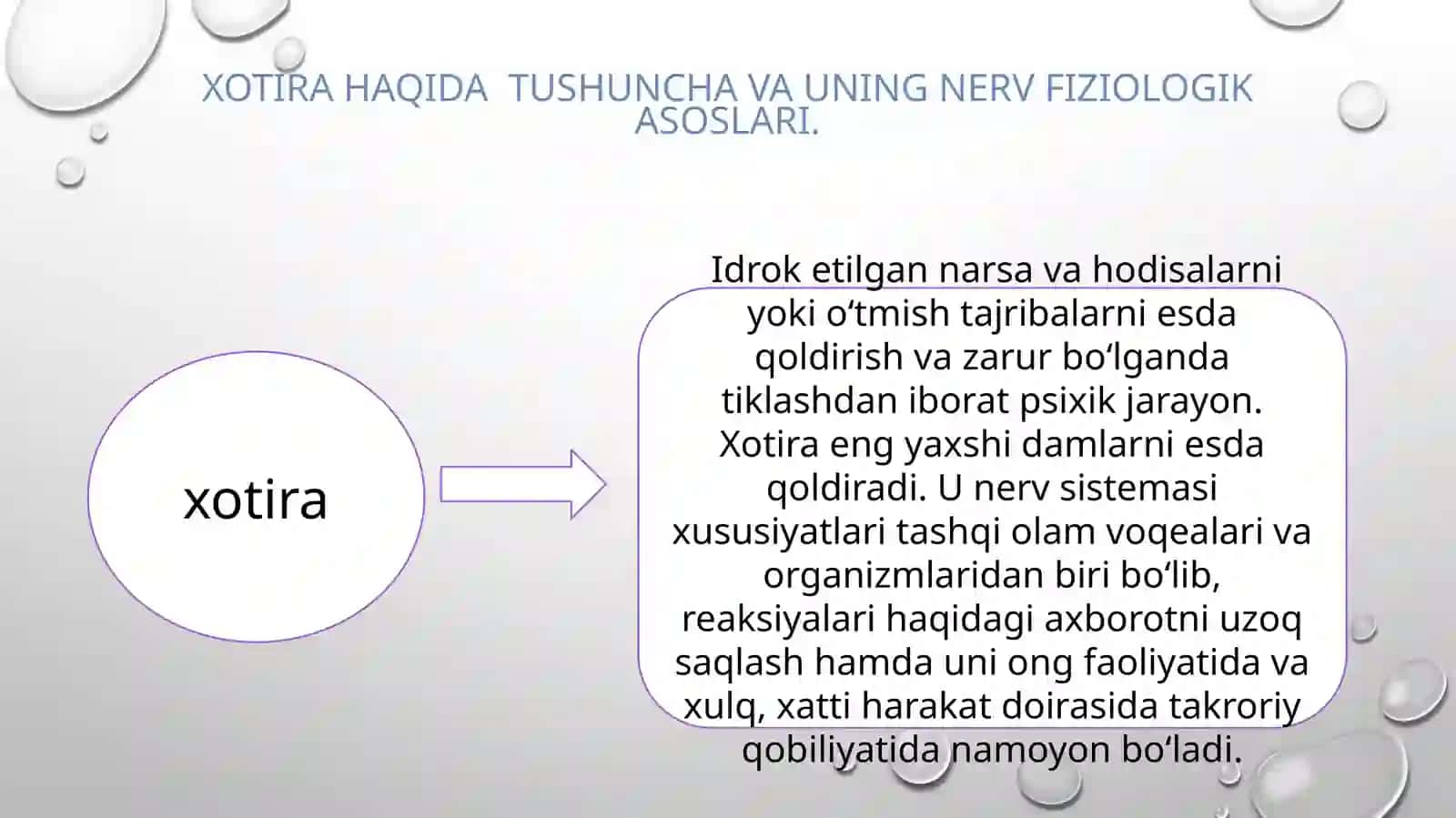 xotira haqida tushuncha va uning nerv-fiziologik asosi. 2