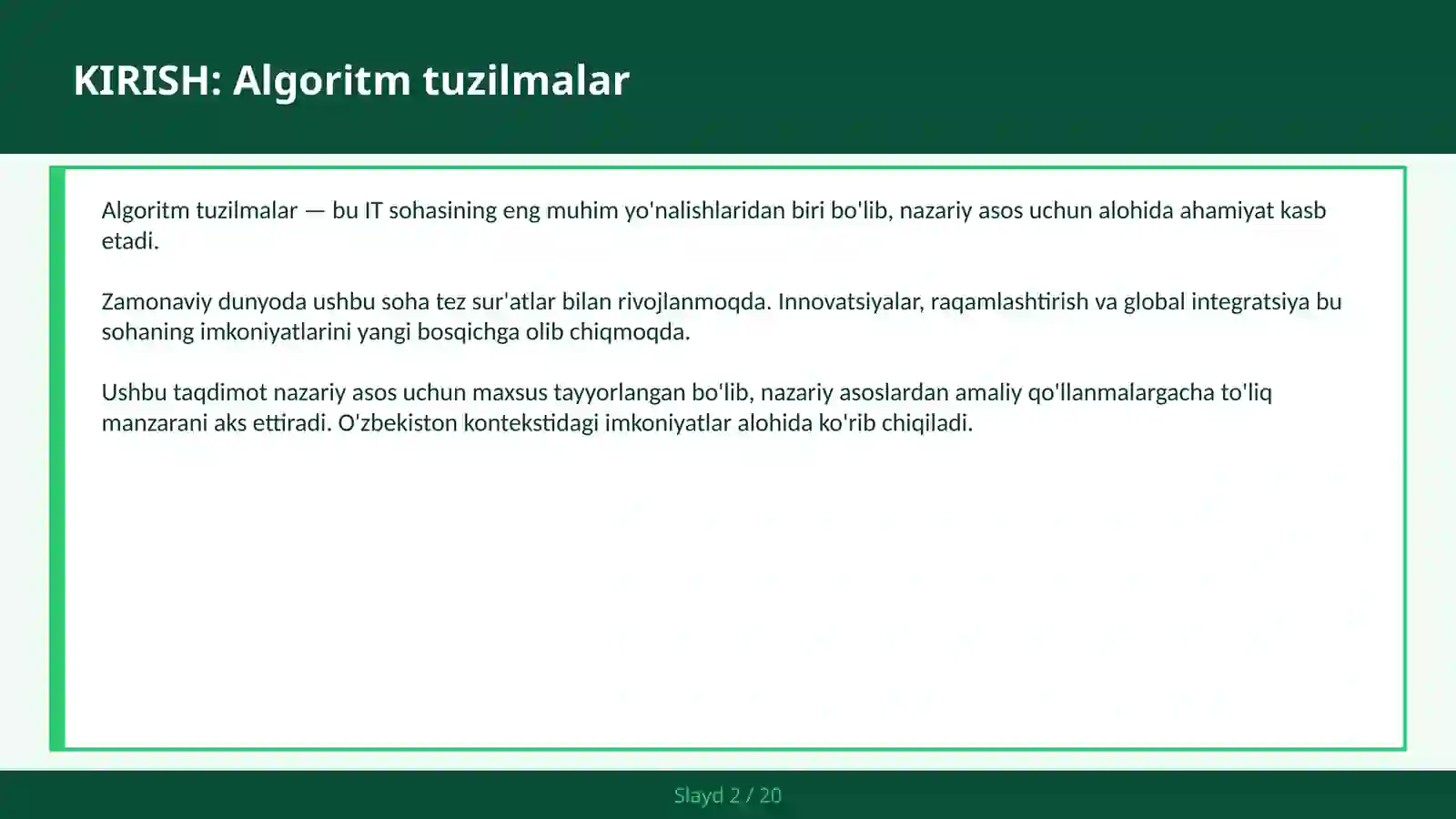 Algoritm tuzilmalar 2