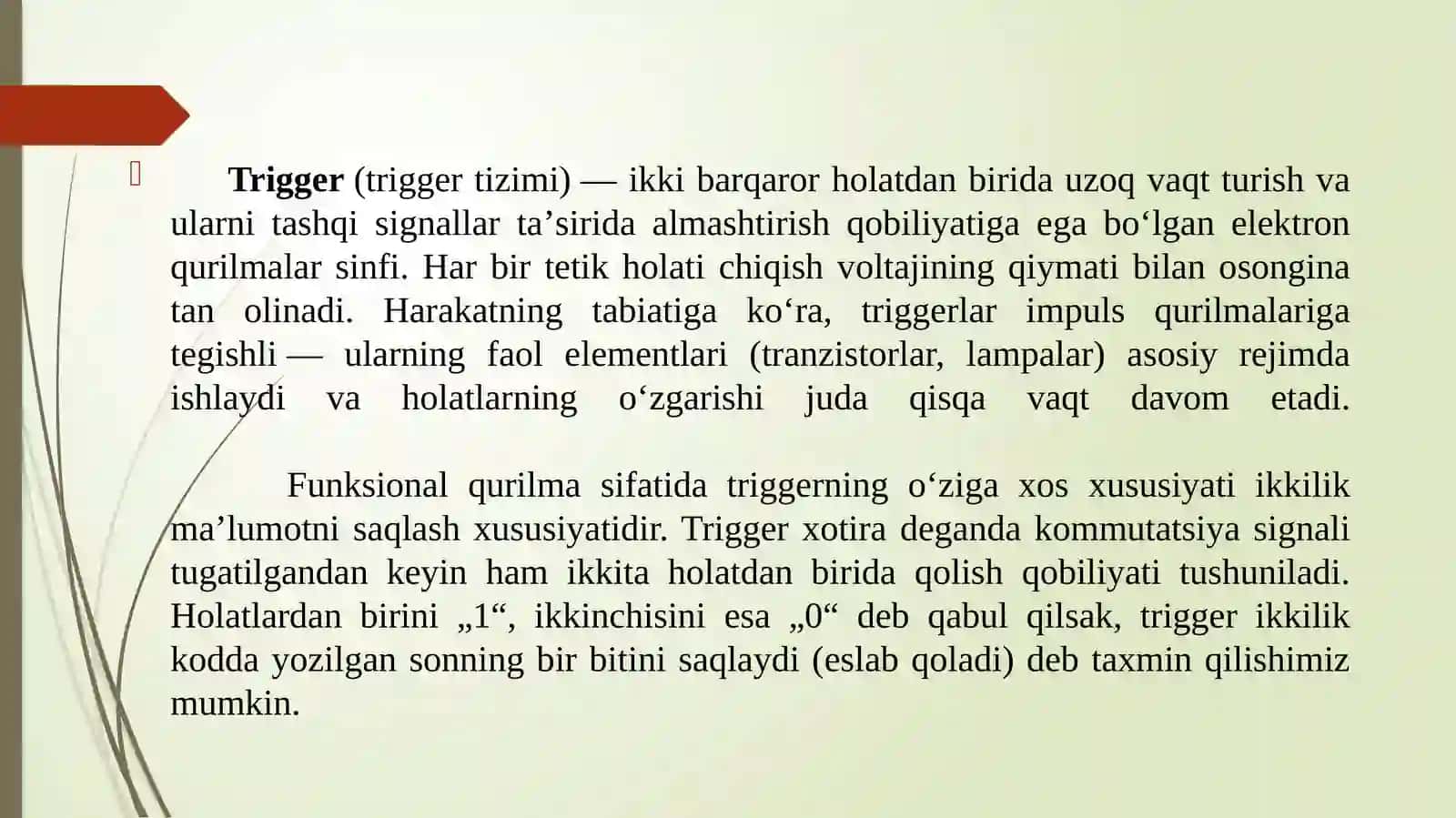 Asinxron va sinxron triggerlar. 2
