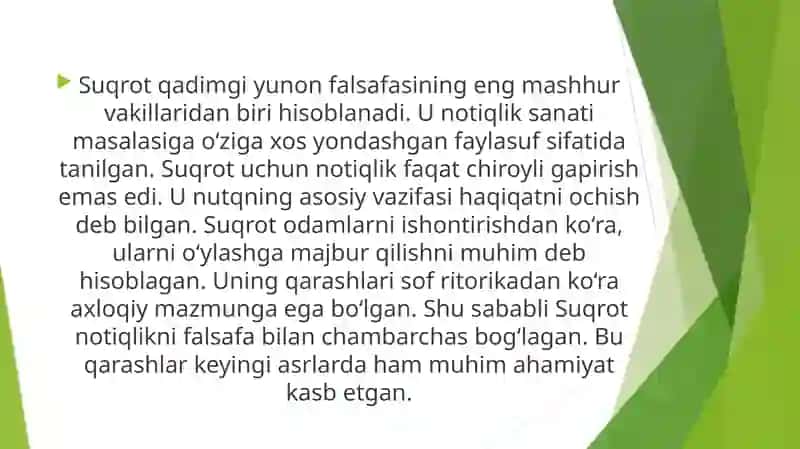 Suqrotning notiqlik san’ati haqidagi qarashlari 2