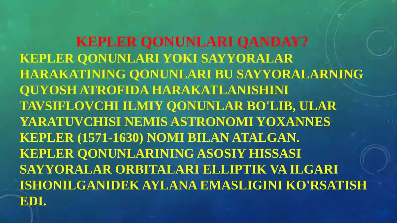 Kepler qonunlari 2