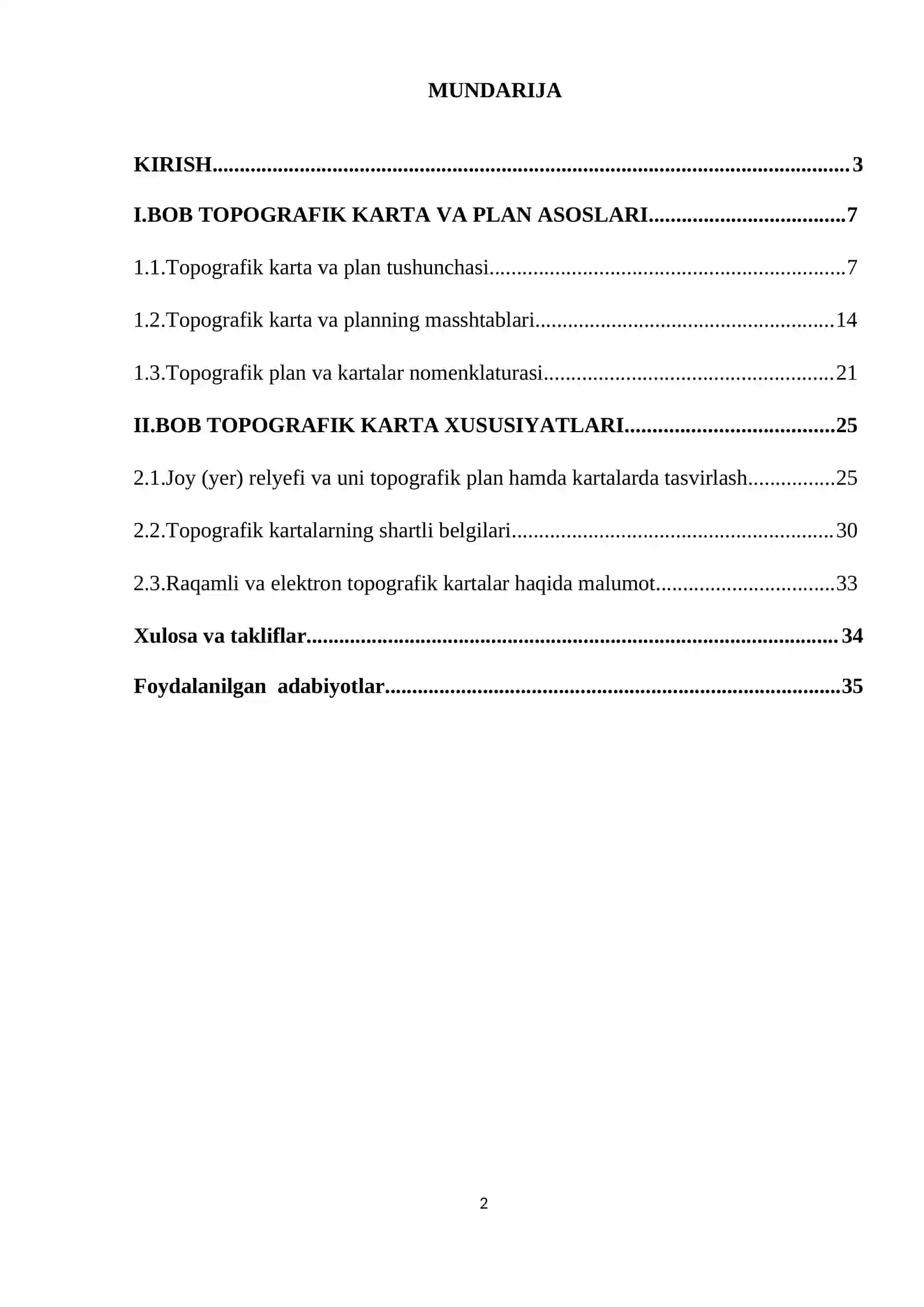 Topografik kartalar va plan 2
