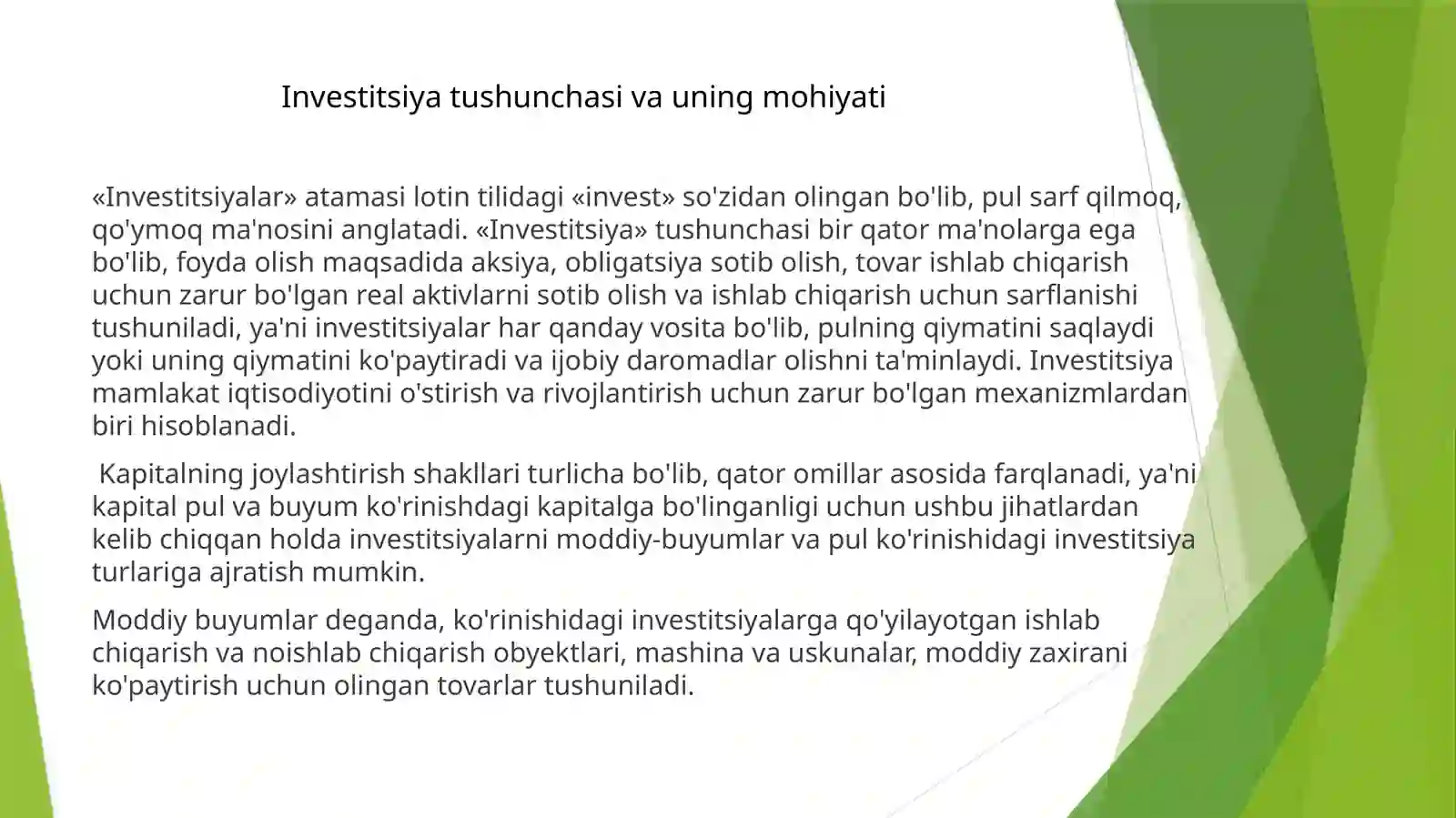 Investitsiyalar hisobi 2