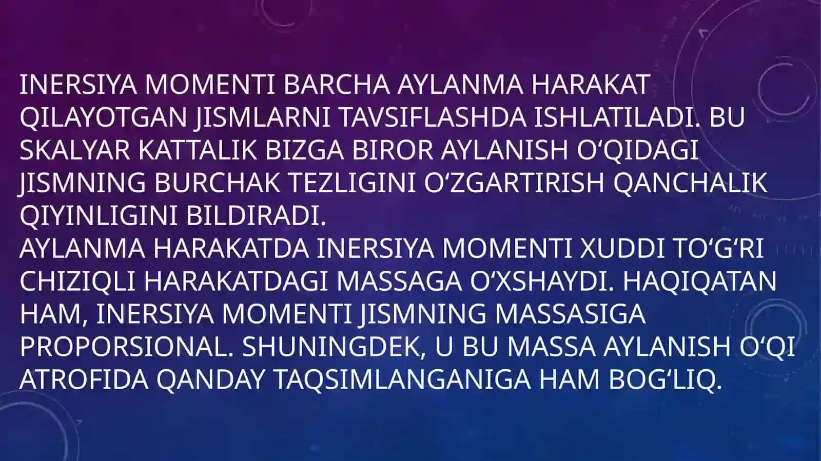 Jisimlarning inertsiya momentlarini hisoblash 2