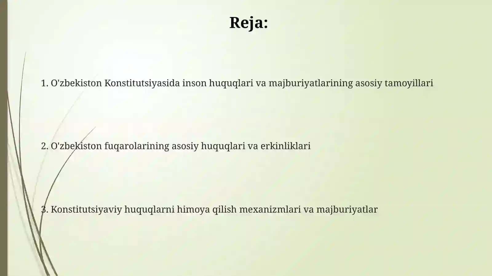 Oʻzbekiston Respublikasi Konstitutsiyasida inson huquqlari va burchlari 2