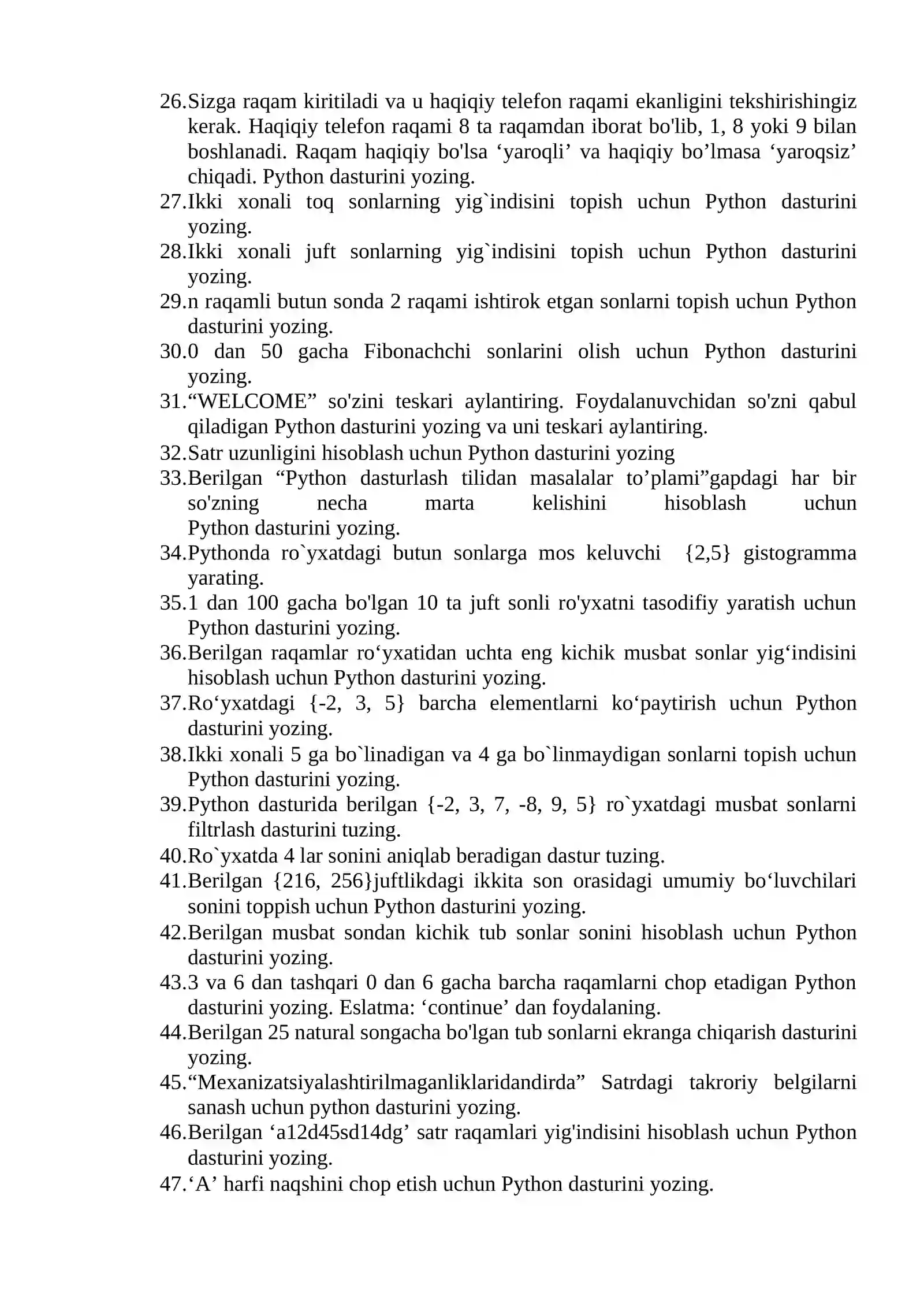 Python dasturlash tilida masalalar yechish 2