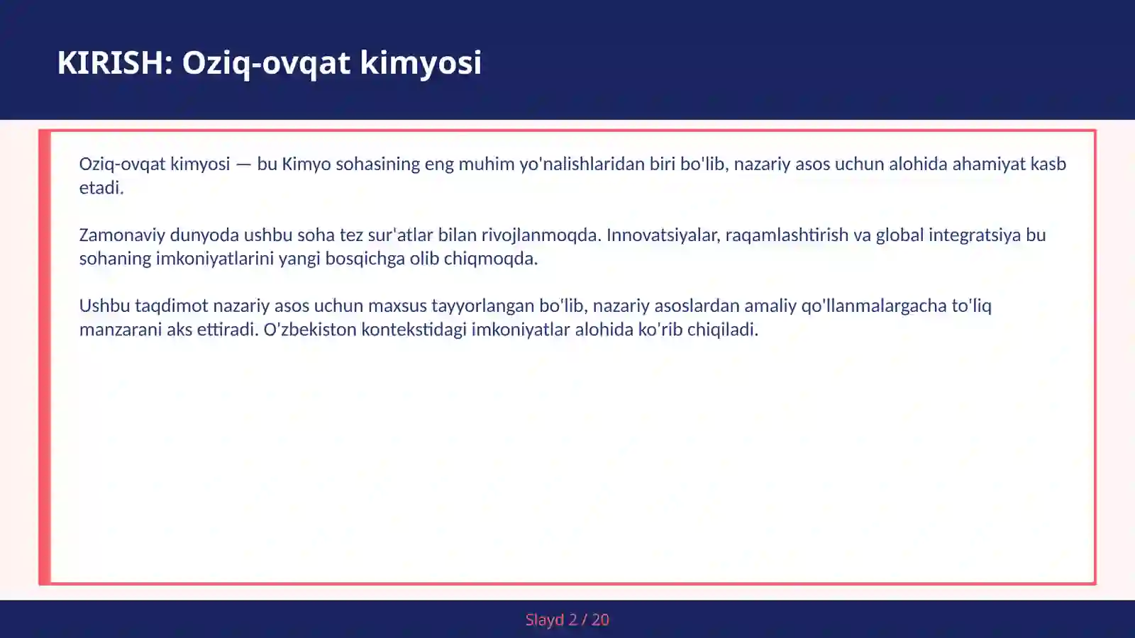 Oziq-ovqat kimyosi 2