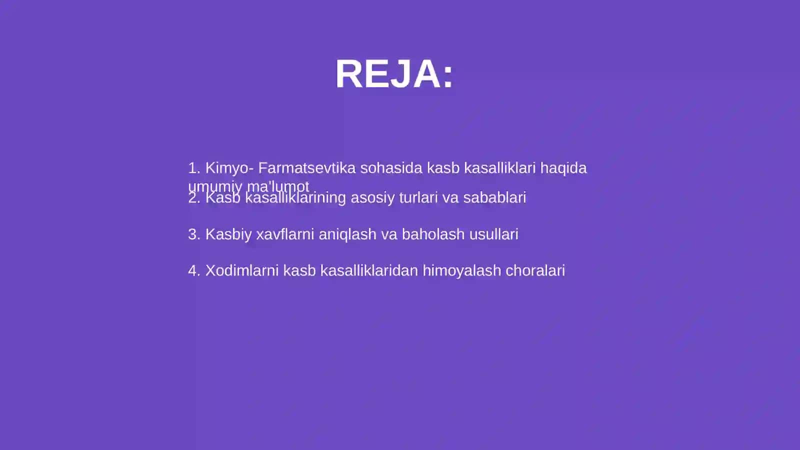 Kimyo-Farmatsevtika korxonalari ishchi xodimlarida kasb kasalliklari va oldini olish choralari 2
