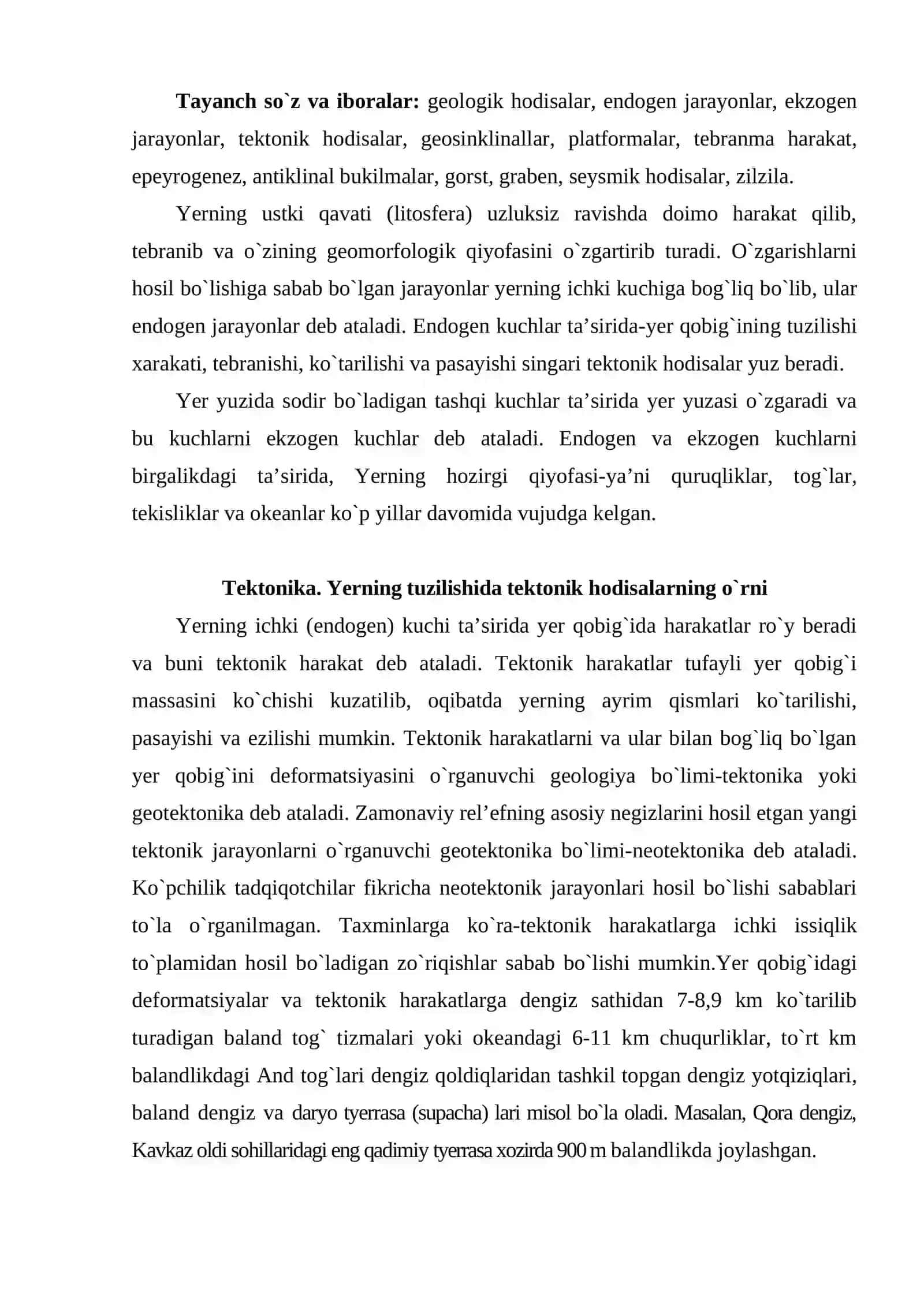 Yerning ichki kuchiga bog`liq bo`lgan geologik hodisalar 2