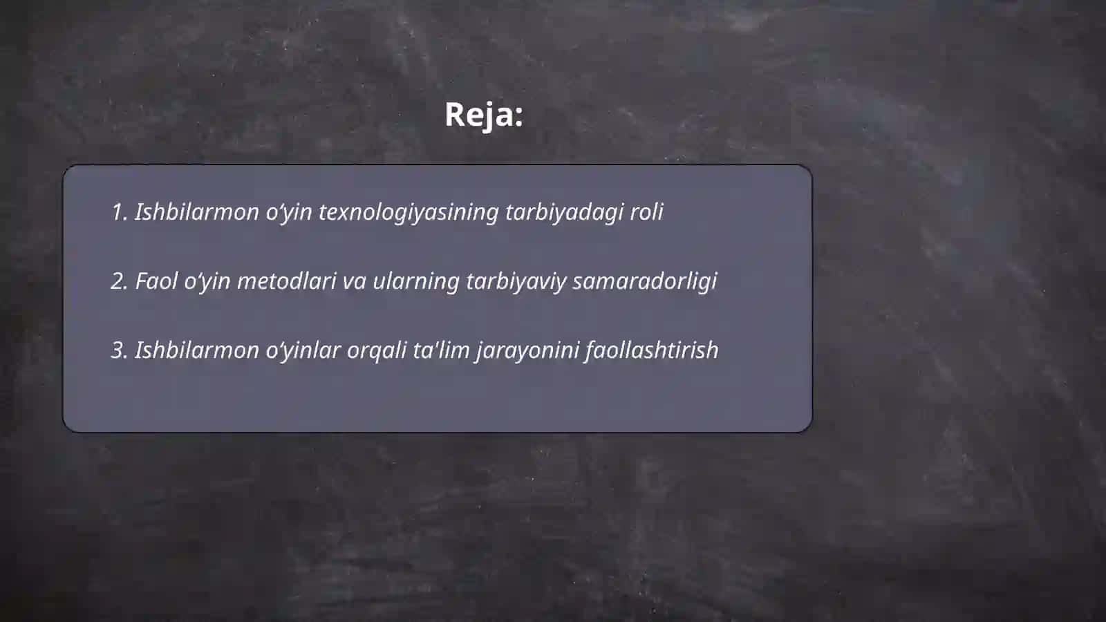 Tarbiya fanini oʻqitishda Ishbilarmon oʻyin texnologiyasi asosida dars olib borish 2