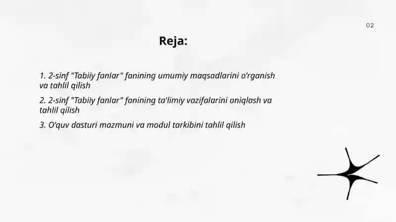 2-sinf "Tabiiy fanlar"fanining maqsad va vazifalarini oʻrganish va tahlil qilish 2