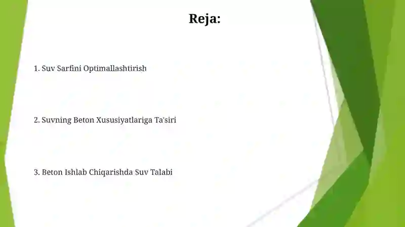 Beton tayyorlash uchun suvga qo'yiladigan talablar 2