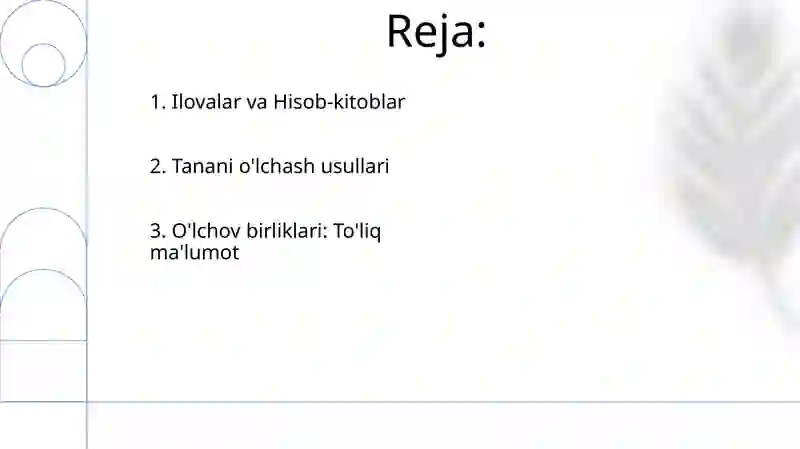 Tanani o'lchash usullari 2