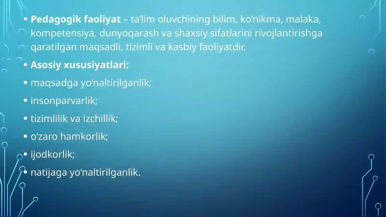 PEDAGOGIK FAOLIYATNING MOHIYATI VA O‘QITUVCHINING KASBIY PORTRETI 2