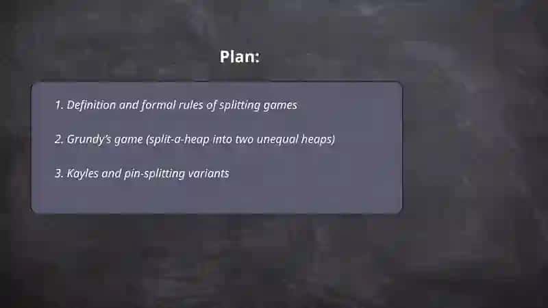Splitting games 2