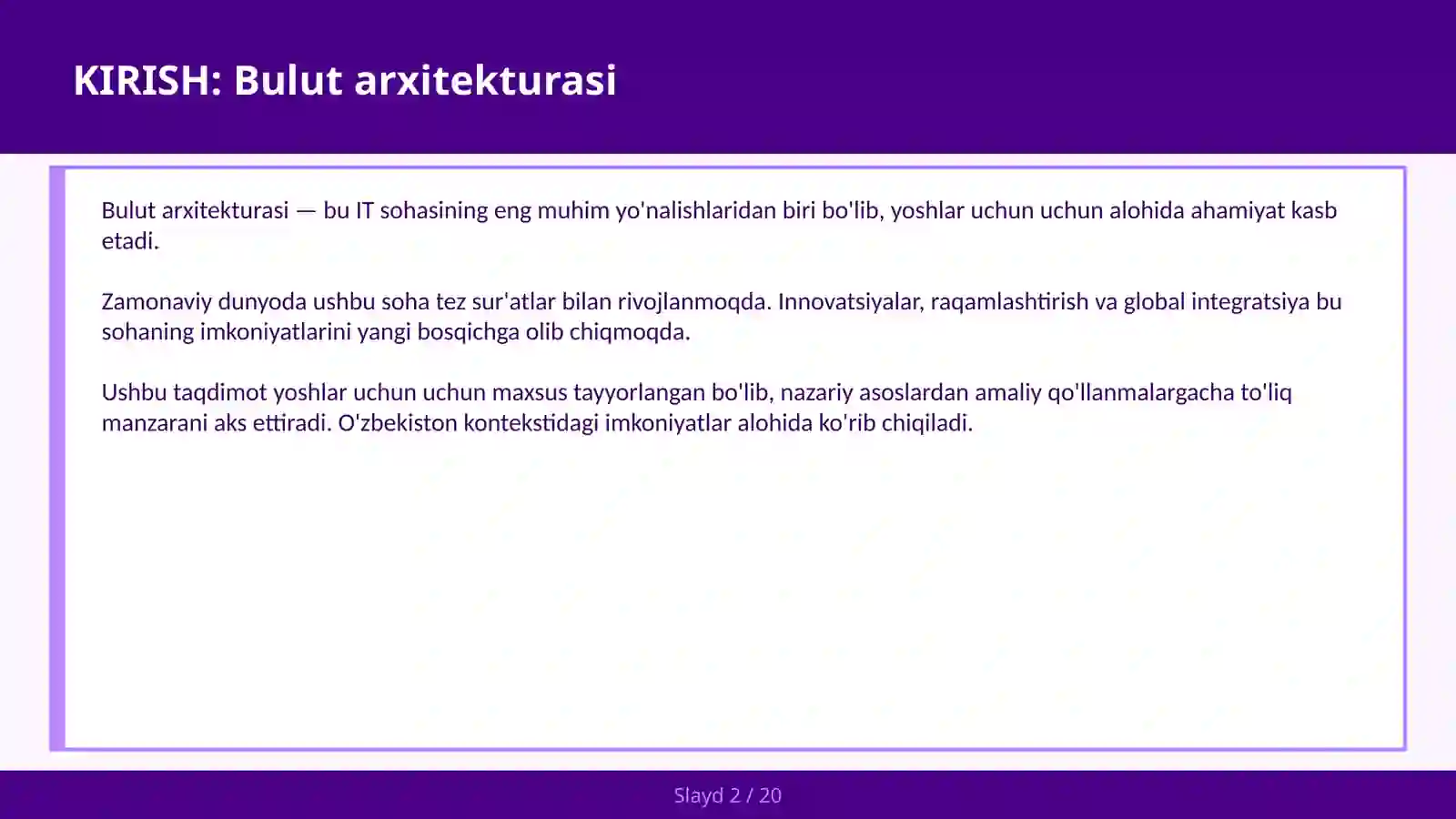BULUT ARXITEKTURASI 2