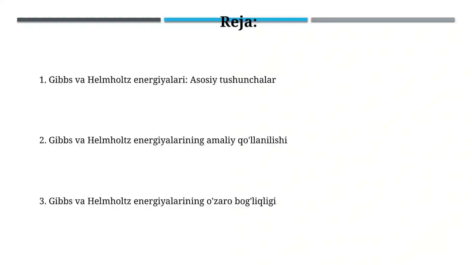 Gibbs va Gelmgols energiyalari 2