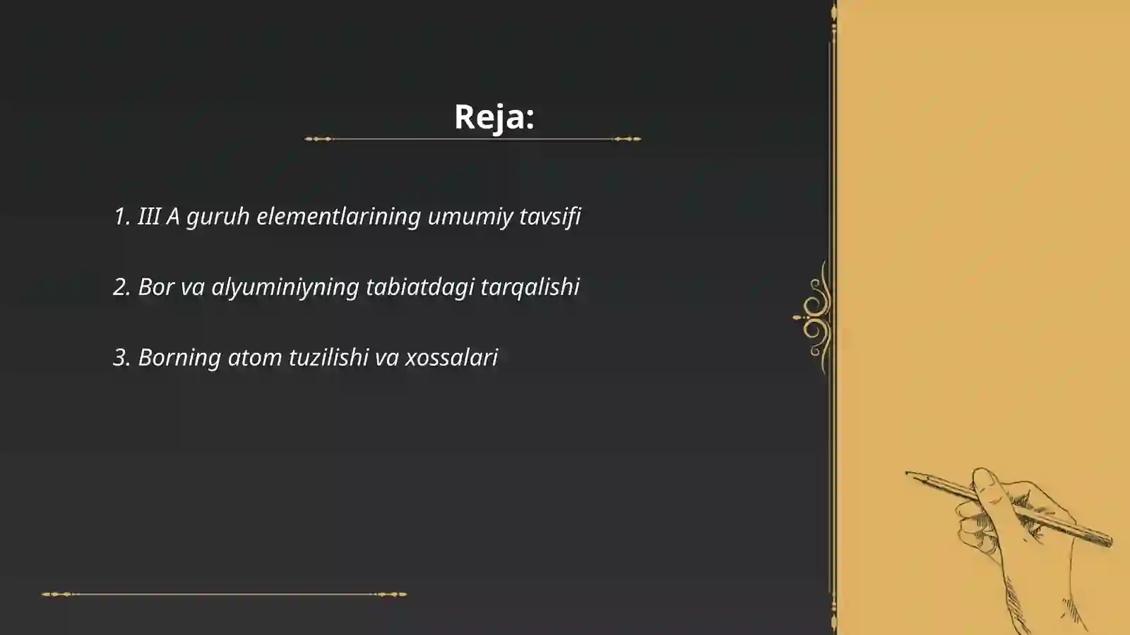 III A guruh elementlari B Al misolida 2