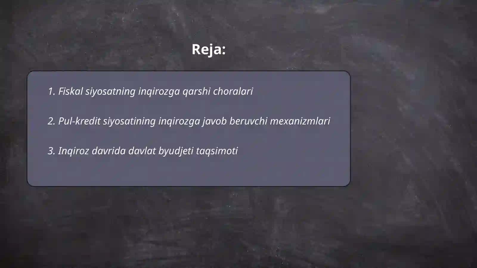 Fiskal va pul-kredit siyosatining inqirozga qarshi choralari va ularning oqibatlari 2