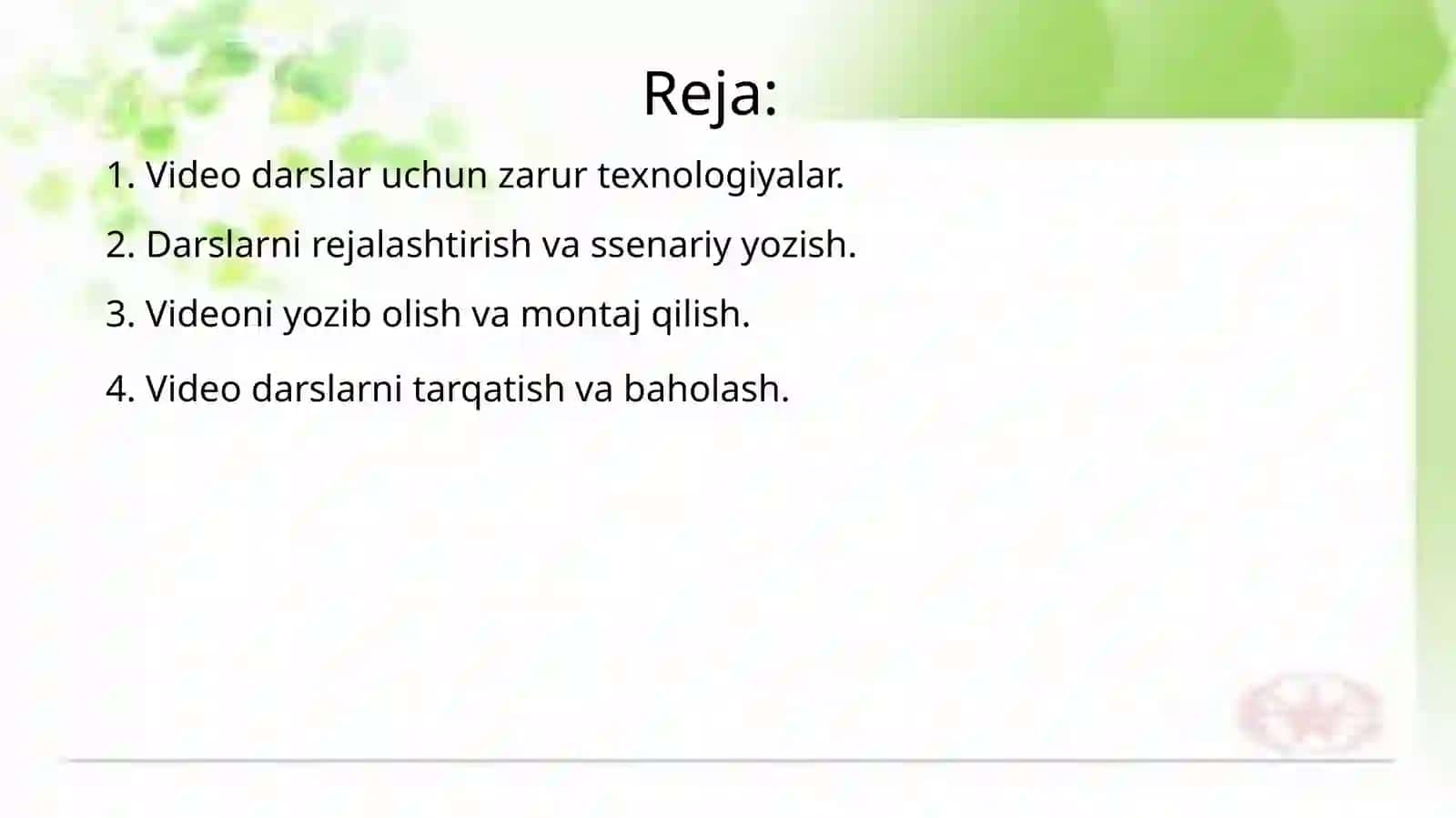 Video darslar yaratish  texnologiyasi 2