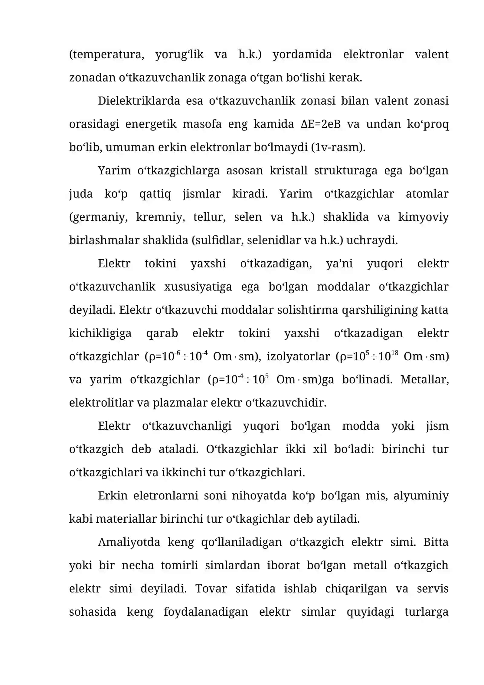 O‘tkazgichlar, dielektriklar va yarim o‘tkazgichlar 2