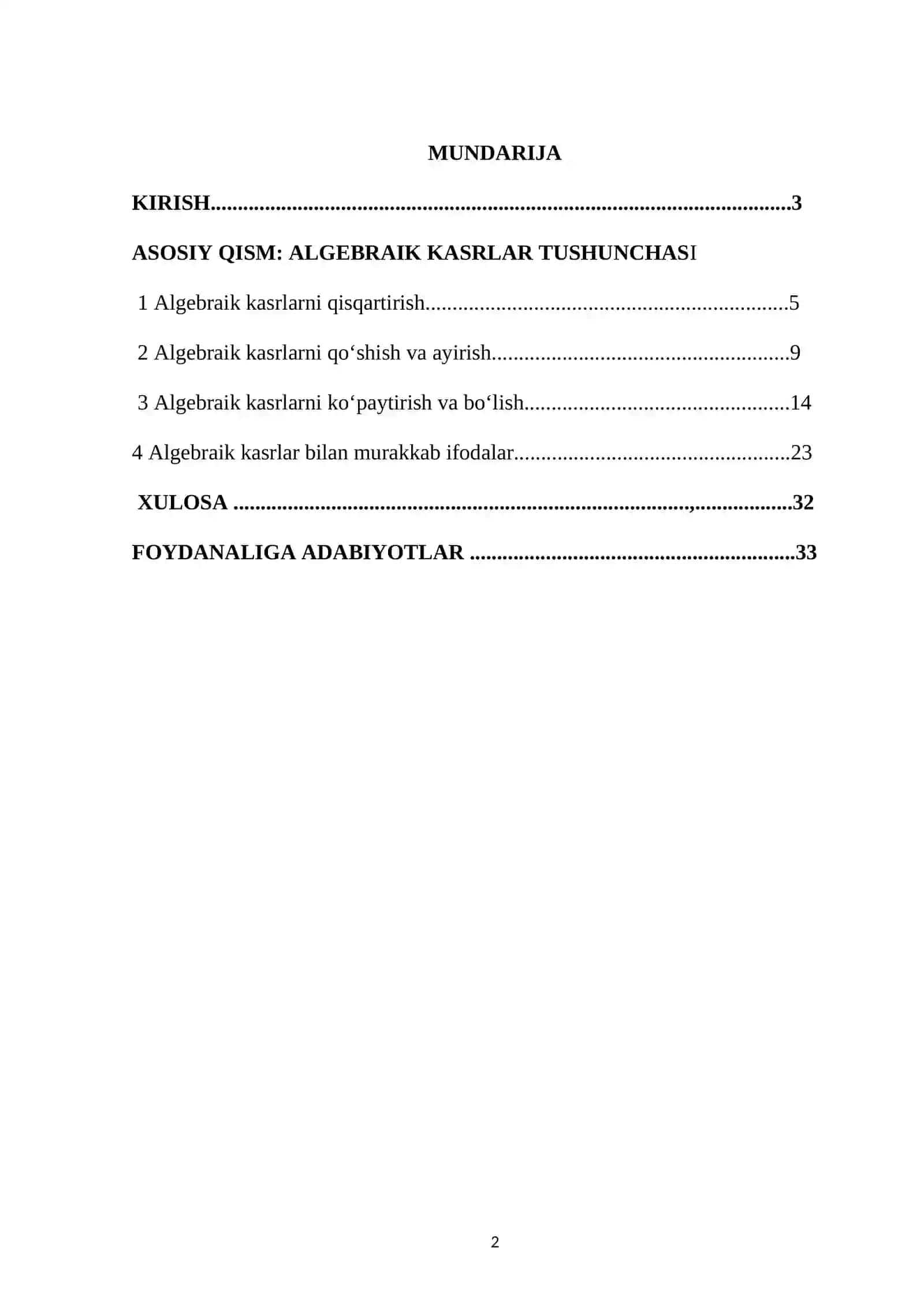 Umumta'lim maktabining 7-sinfida algebraik kasrlar va ular ustida amallarning o'qitilishi 2