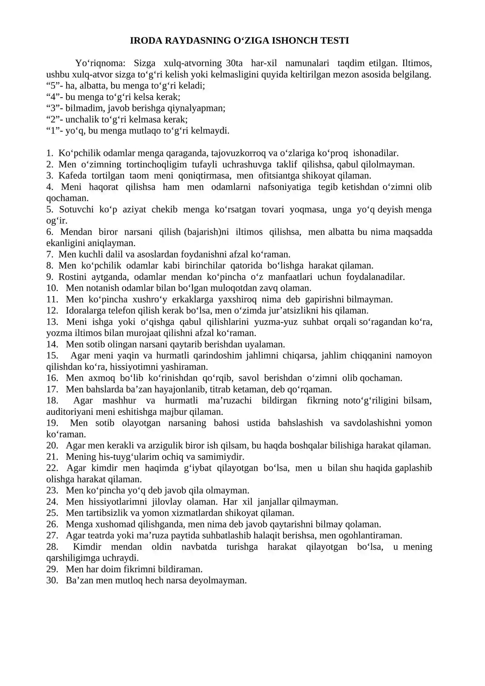 Sport psixologiyasi fanidan MUSTAQIL ISHI 2